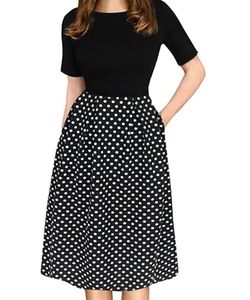 Retro polka dot swing dress